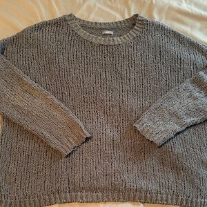 Aerie Textured Brown Knit Sweater